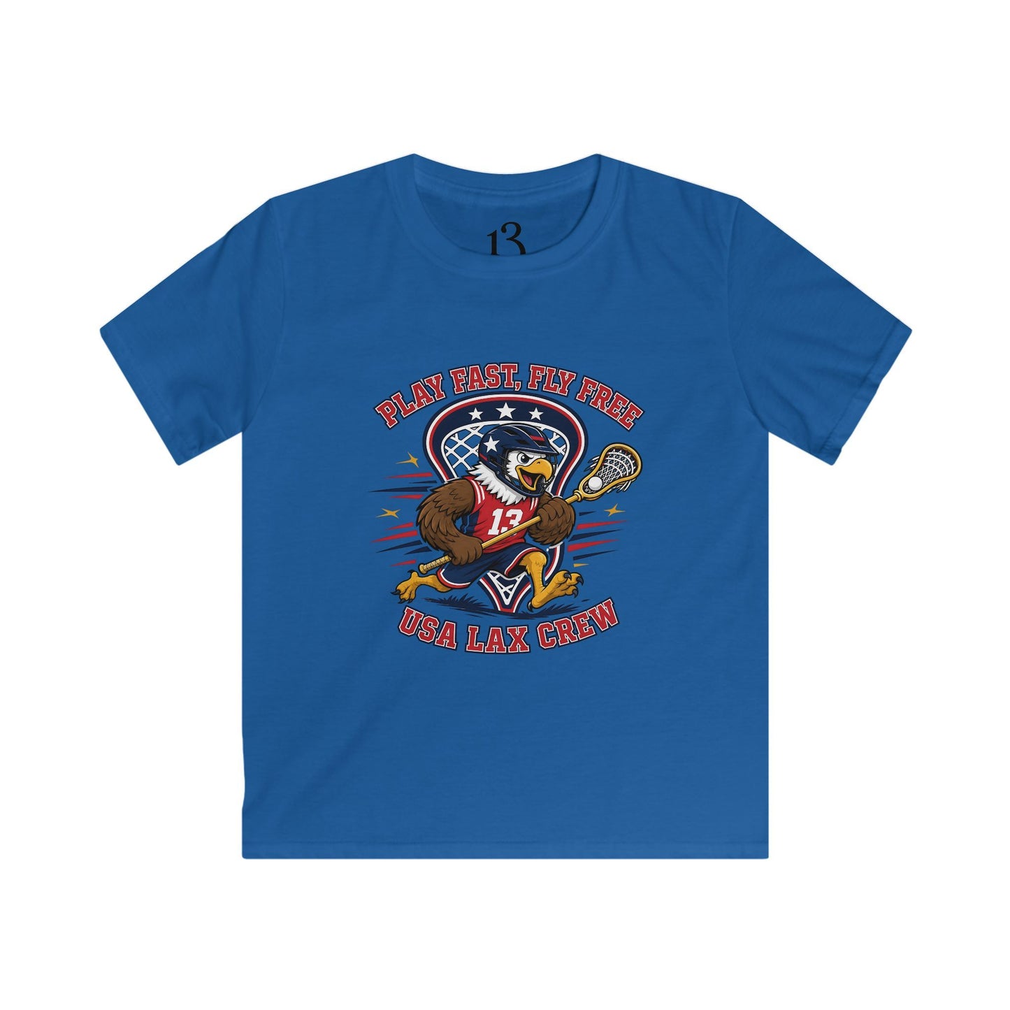 Kids Lacrosse Tee - 'Play Fast, Hit Hard' Eagle Lacrosse Graphic Shirt