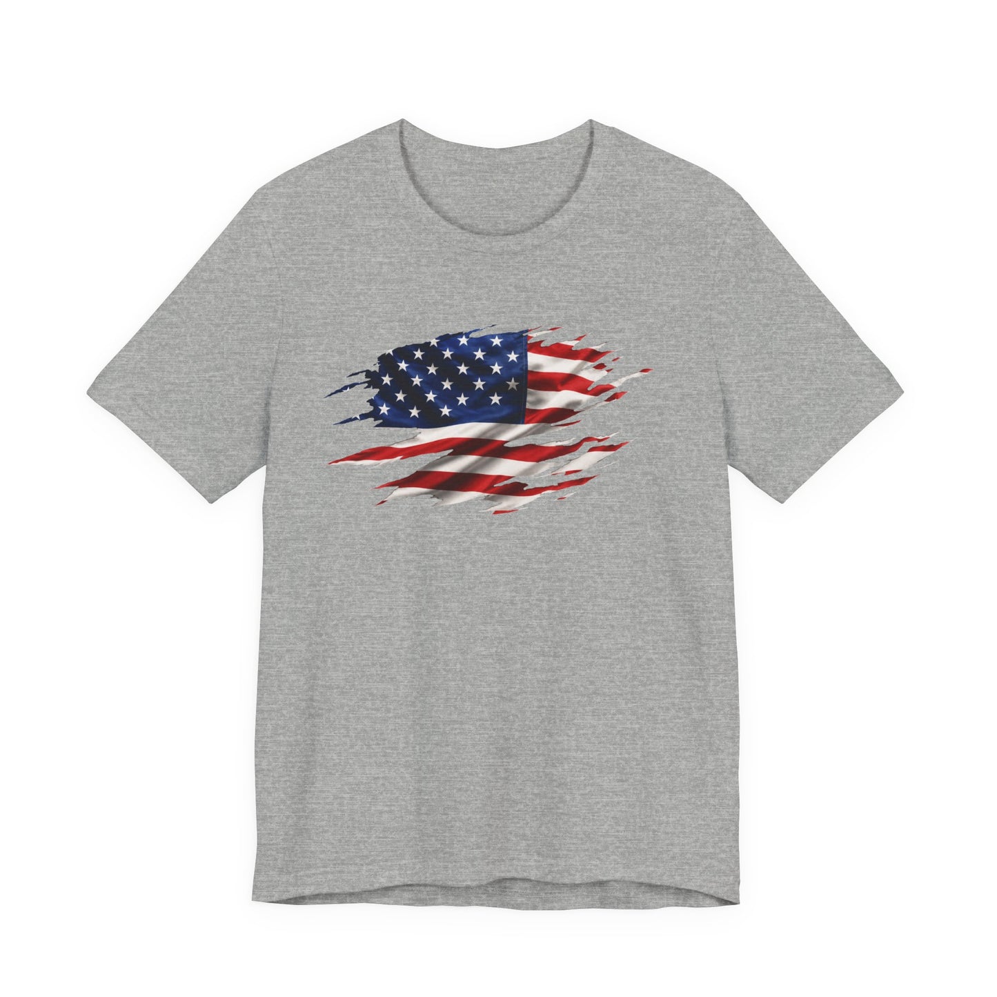 Ripped American Flag T-Shirt — Distressed USA Patriotic Tee for 4th of July