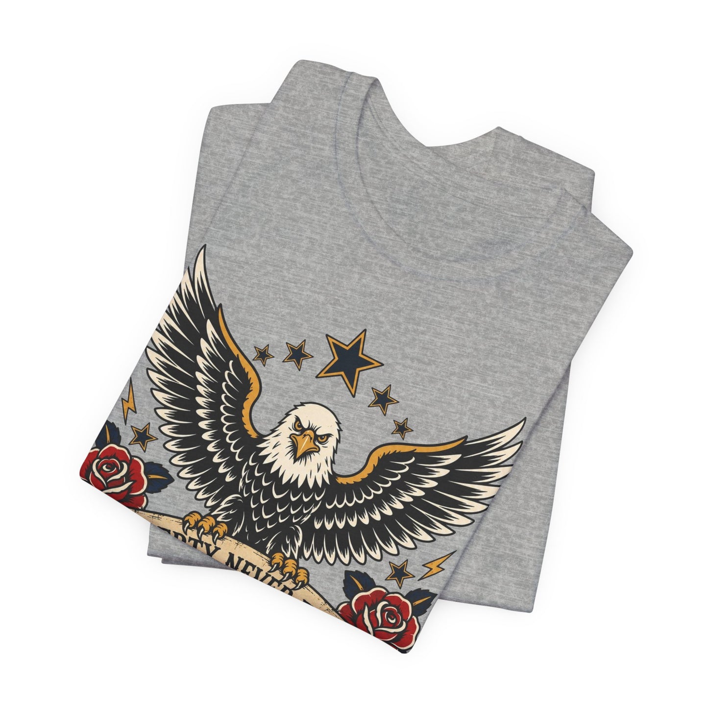 Liberty Never Fades Eagle Tee — Patriotic American Flag Shirt
