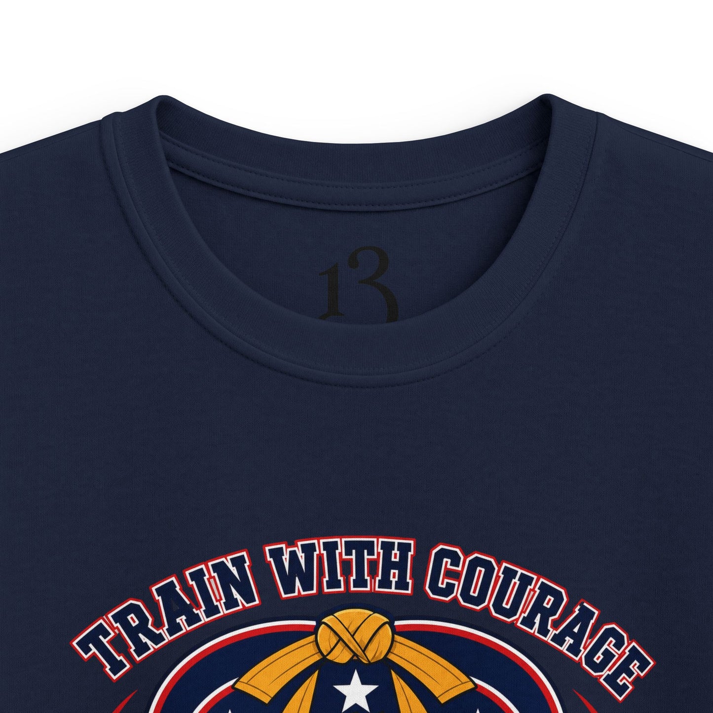 Kids Tee — "Train With Courage, Stand Strong And Free" Patriotic Martial Arts Penguin Design