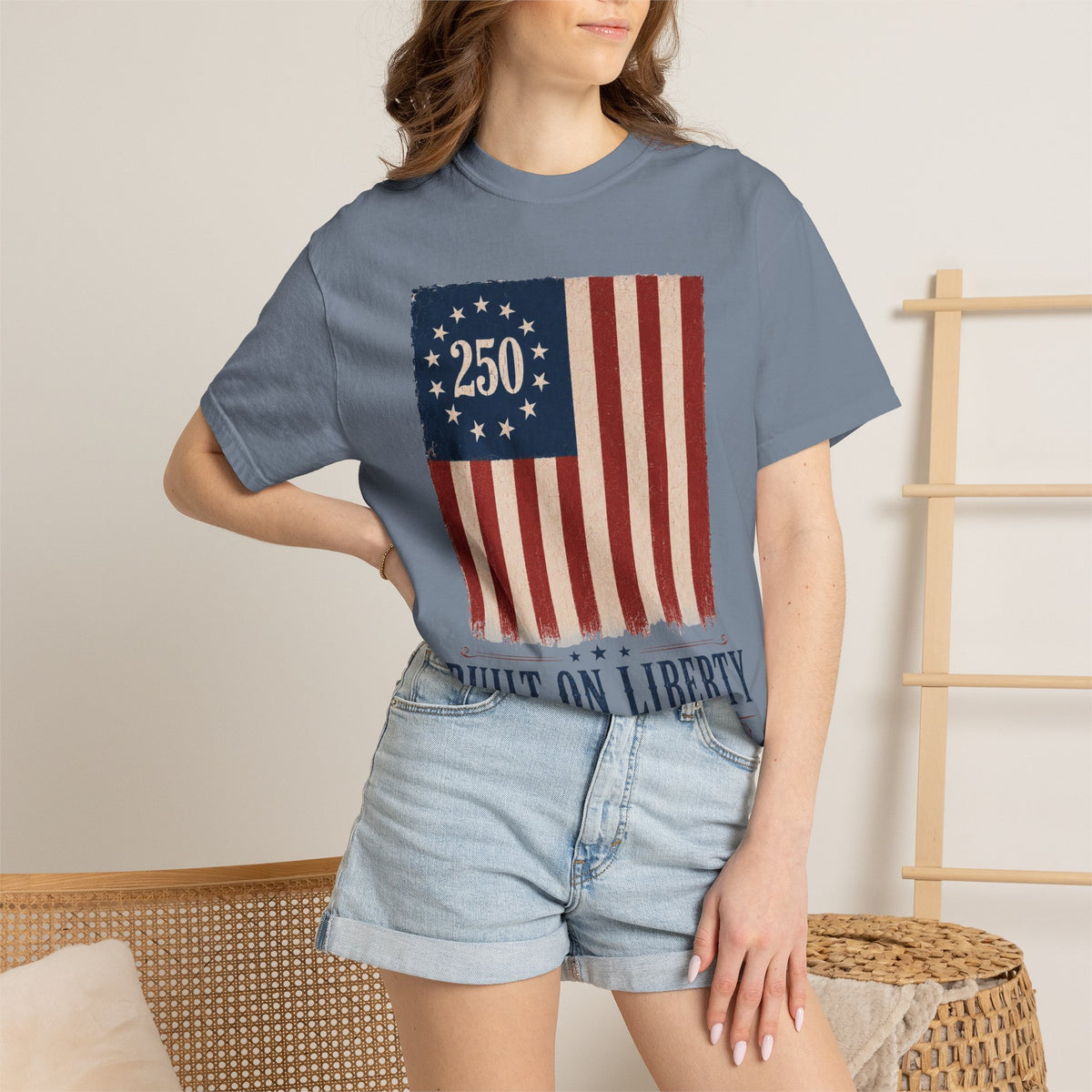 Built on Liberty 250 Flag T-Shirt — Patriotic Independence Day Tee