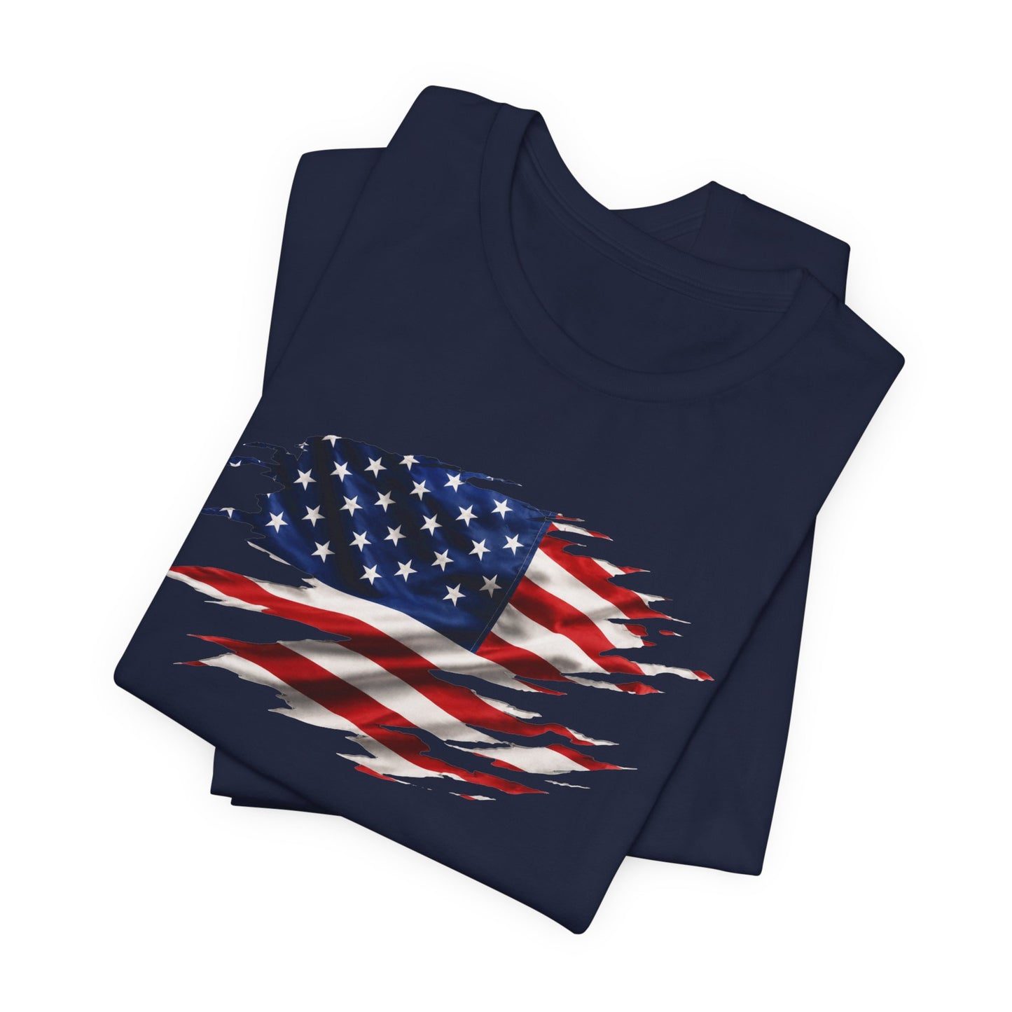 Ripped American Flag T-Shirt — Distressed USA Patriotic Tee for 4th of July