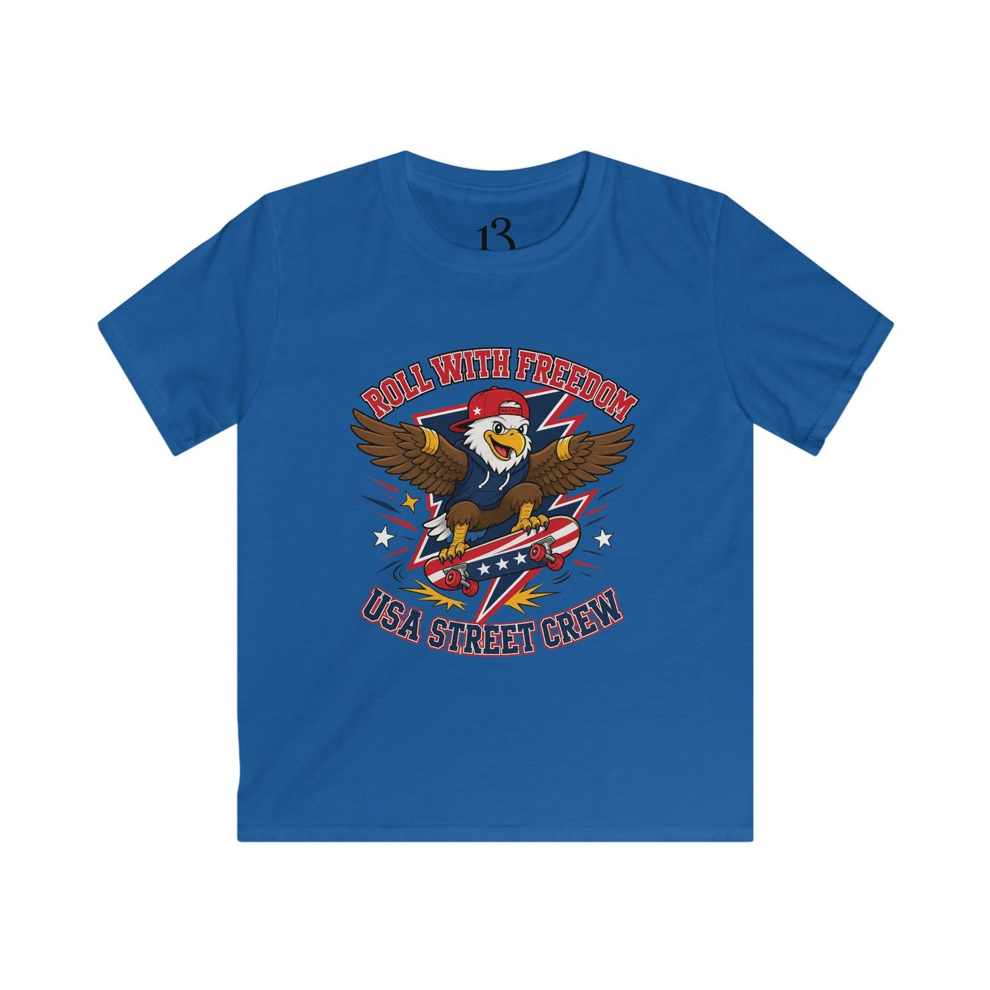 Kids Tee — 'Skate With Freedom' Eagle USA Street Crew Patriotic Skateboard Shirt