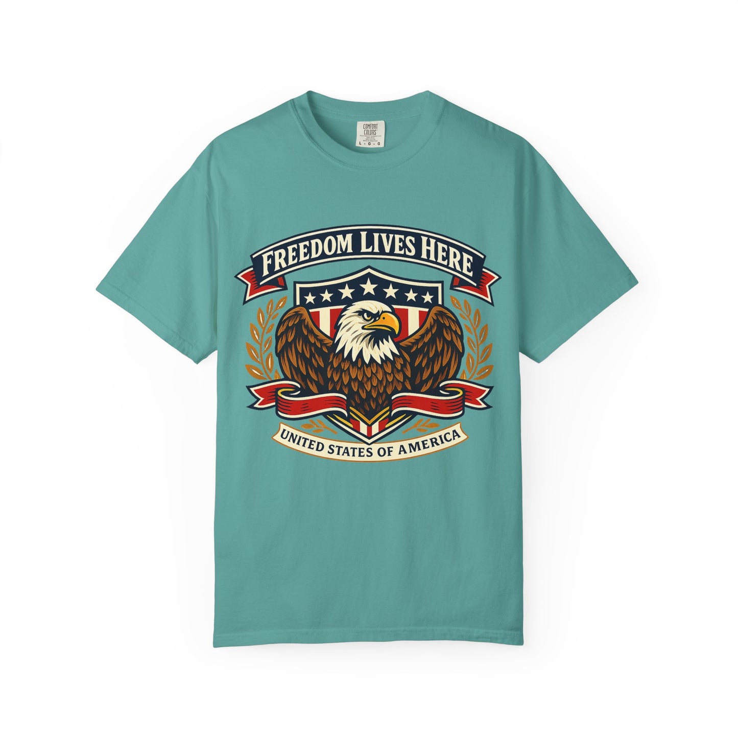 Freedom Lives Here Eagle T-Shirt — Patriotic USA Graphic Tee