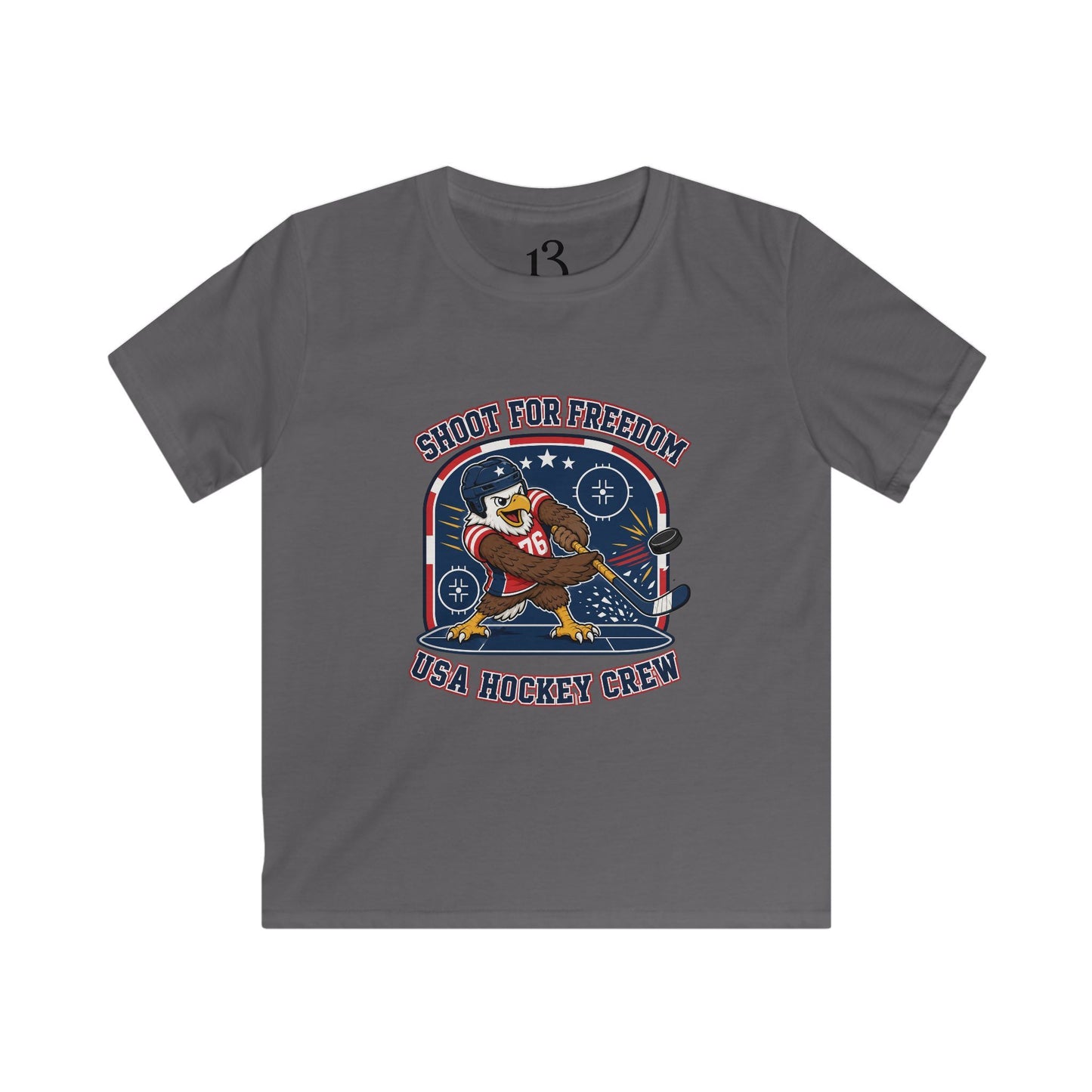 Kids Hockey Tee — "Shoot for Freedom" USA Hockey Crew Youth Shirt