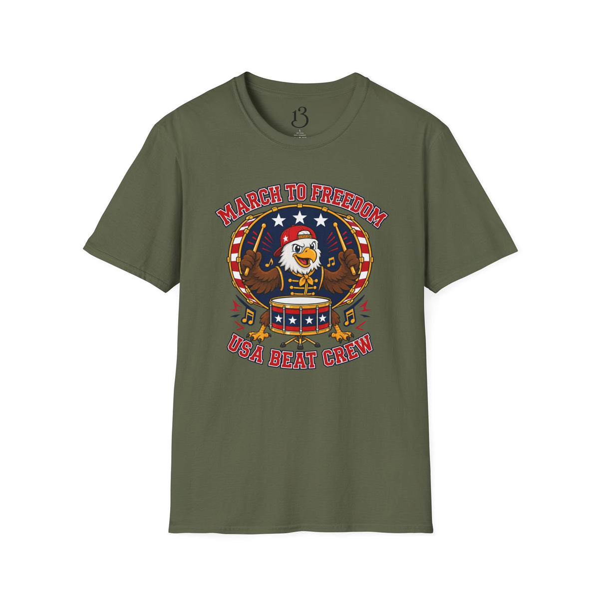 T-Shirt — "March to Freedom" Patriotic Eagle Drumline Tee
