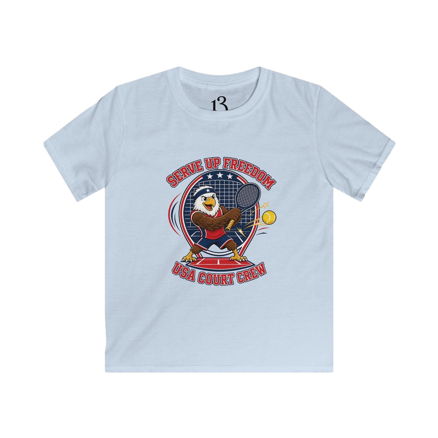 Kids Tee — 'Swing Up Freedom' Tennis Graphic Youth Shirt