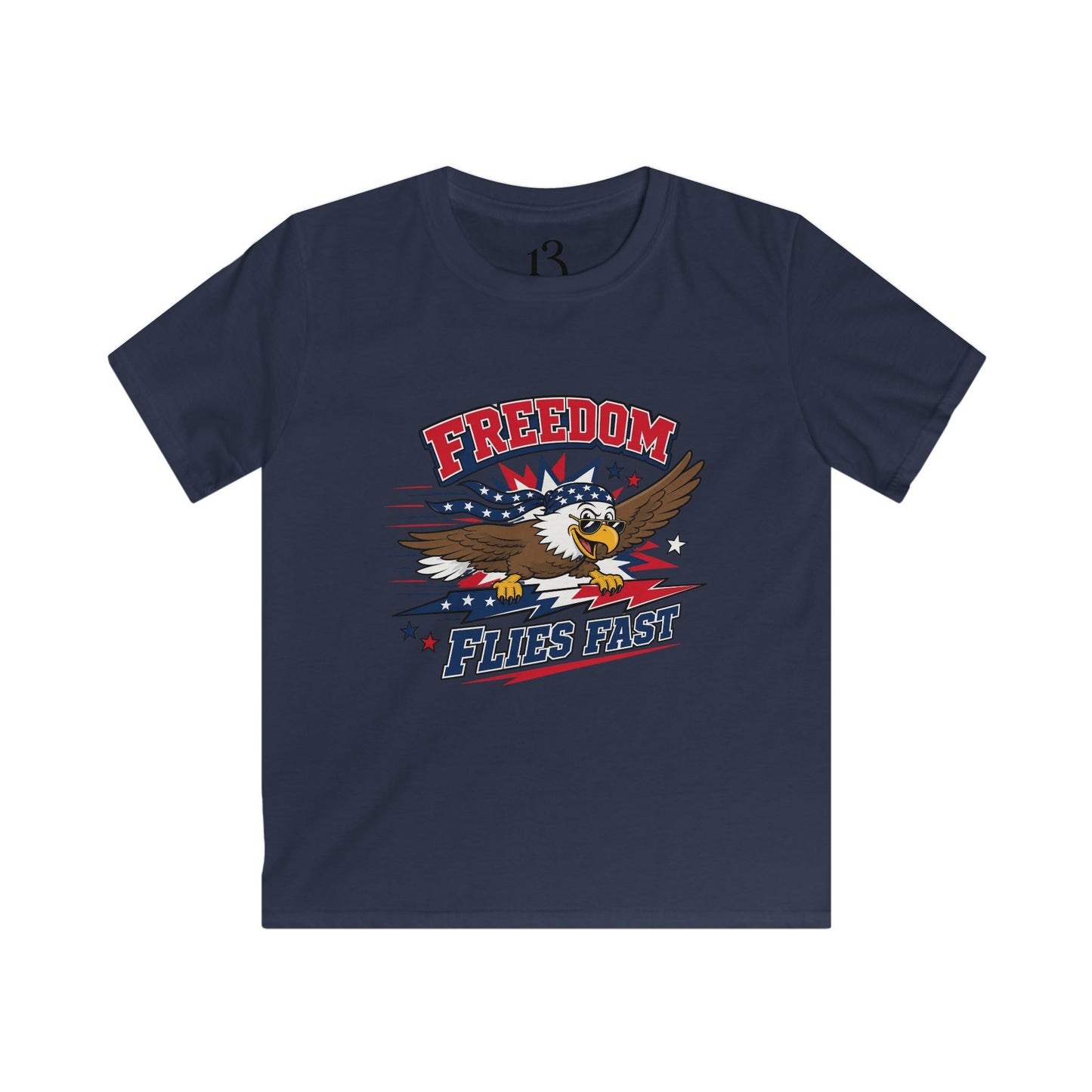 Kids Tee — 'Freedom Flies Fast' American Eagle Patriotic Shirt