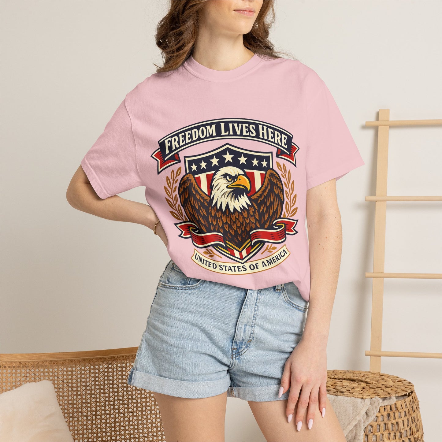 Freedom Lives Here Eagle T-Shirt — Patriotic USA Graphic Tee