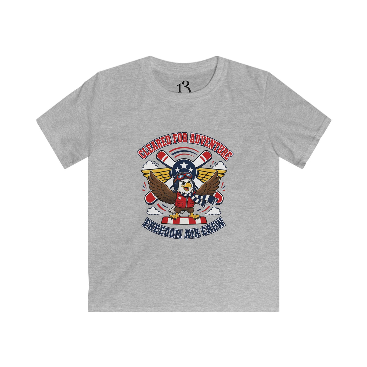 Kids Freedom Air Crew T-shirt with cartoon eagle pilot and propellers
