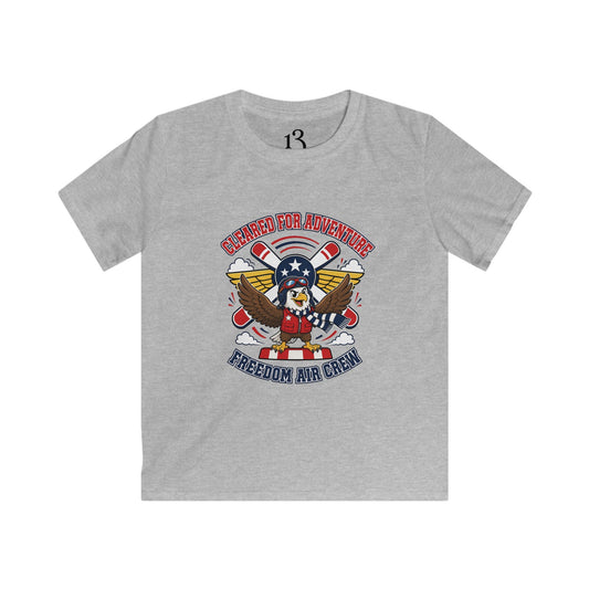 Kids Freedom Air Crew T-shirt with cartoon eagle pilot and propellers