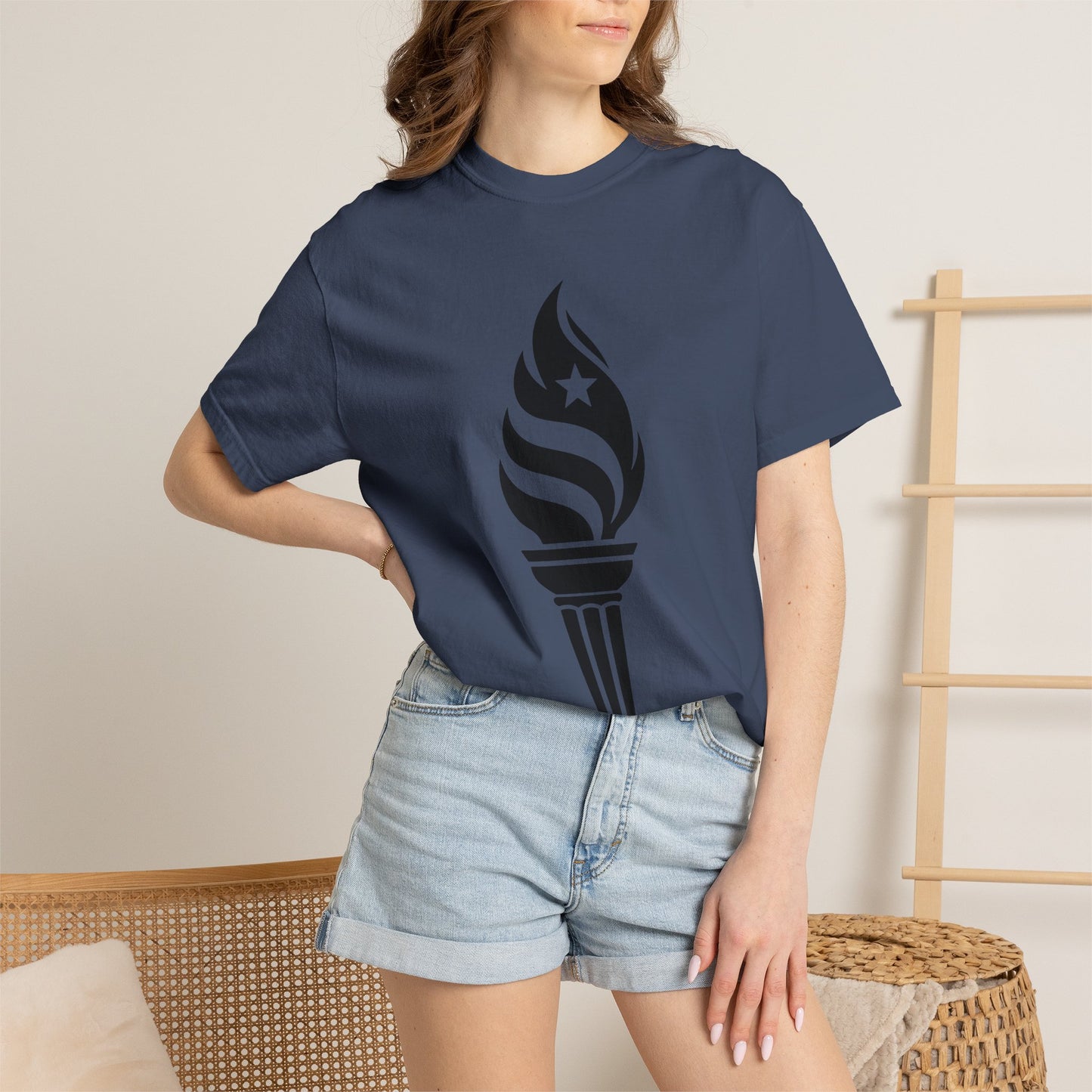 Liberty Torch T-Shirt — Patriotic Flame Tee with Star Emblem