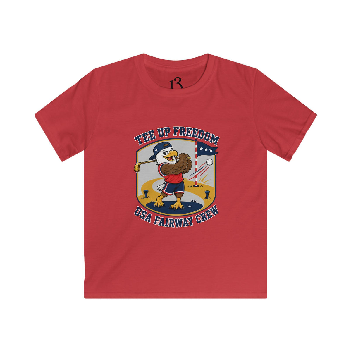 Kids T-Shirt - 'Tee Up Freedom' USA Fairway Crew Golf Graphic Tee for Boys