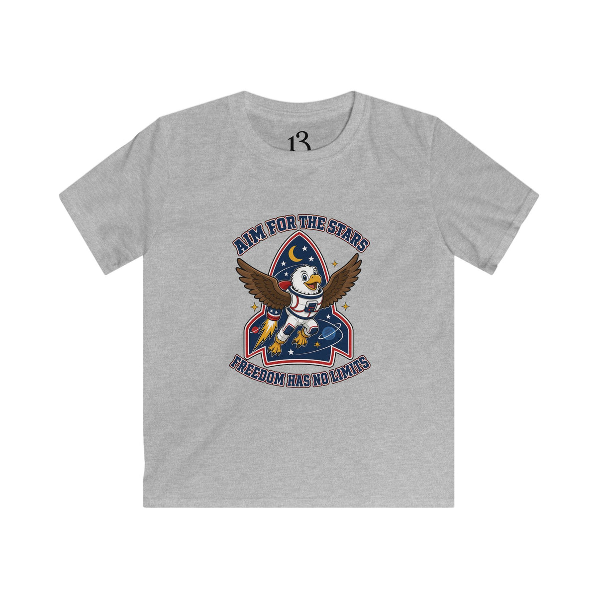 Kids Tee — 'Aim for the Stars' Rocket Eagle Graphic Shirt