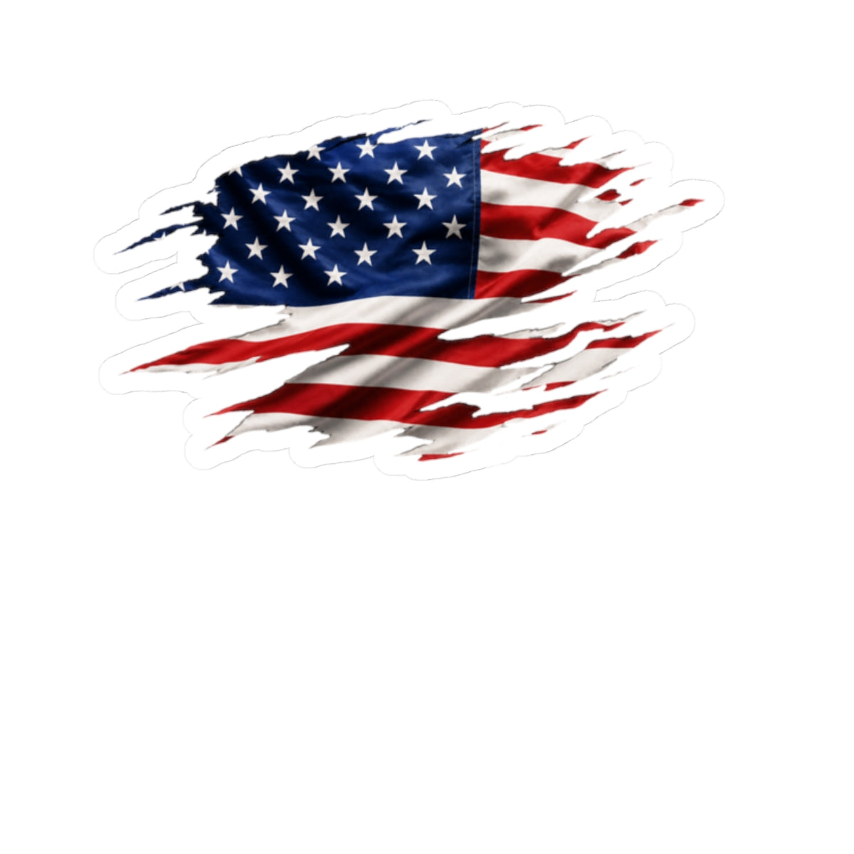 American Flag Torn-Brush Kiss-Cut Sticker — Patriotic USA Decal for Laptops, Water Bottles & Cars