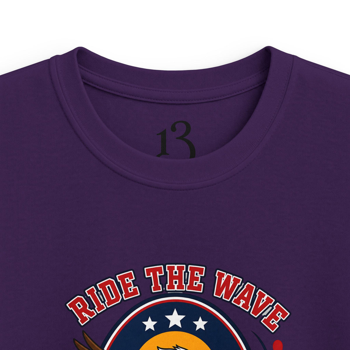 Kids T-Shirt — "Ride the Wave" Patriotic Eagle Surf Design