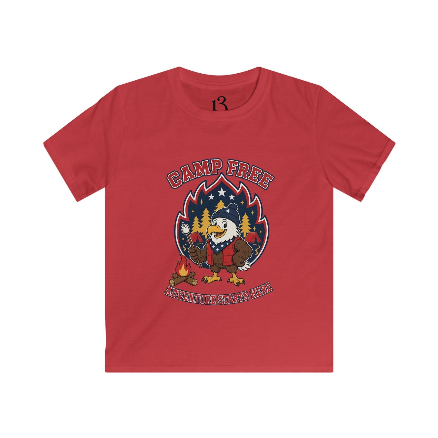Kids Tee - "Camp Free" Eagle Camping Graphic Shirt for Outdoor-Loving Kids