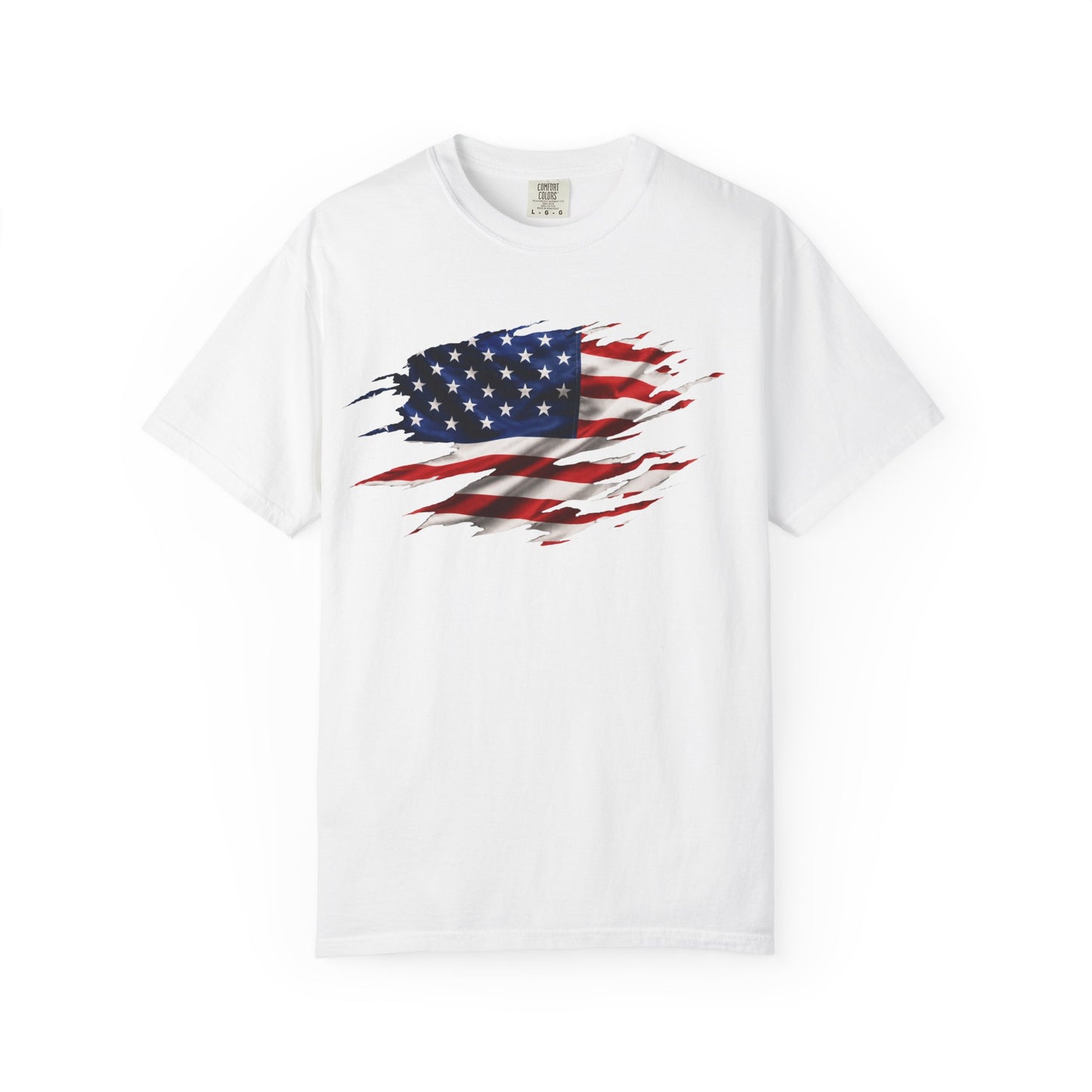 T-Shirt — Ripped American Flag Graphic Patriotic Tee