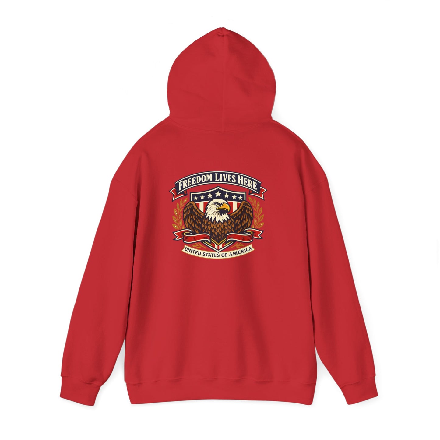 Patriotic Eagle Freedom Hoodie — USA Crest Back Design