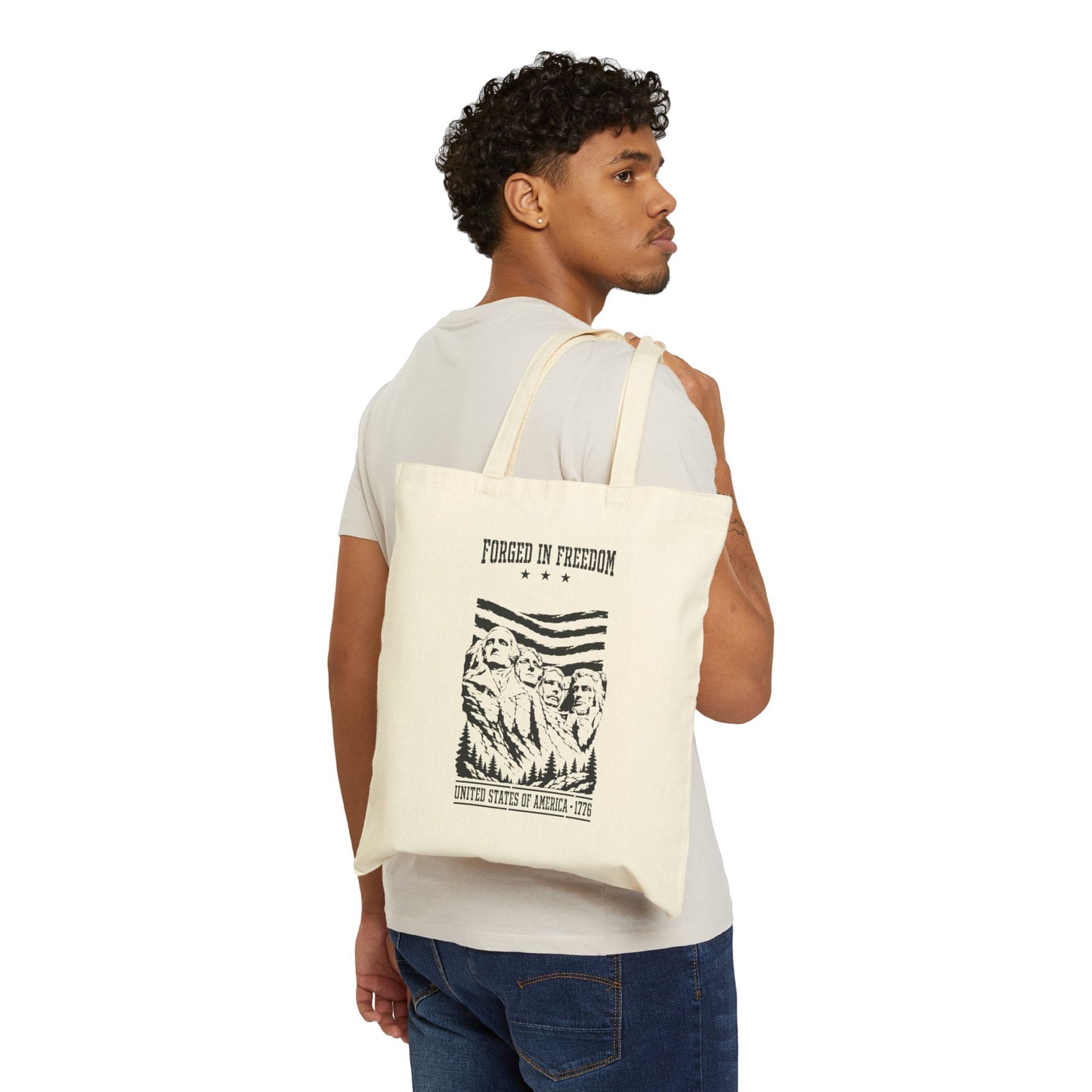 Forged in Freedom Tote Bag – Patriotic Mount Rushmore Canvas Tote