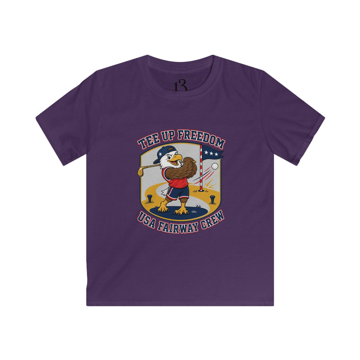 Kids T-Shirt - 'Tee Up Freedom' USA Fairway Crew Golf Graphic Tee for Boys