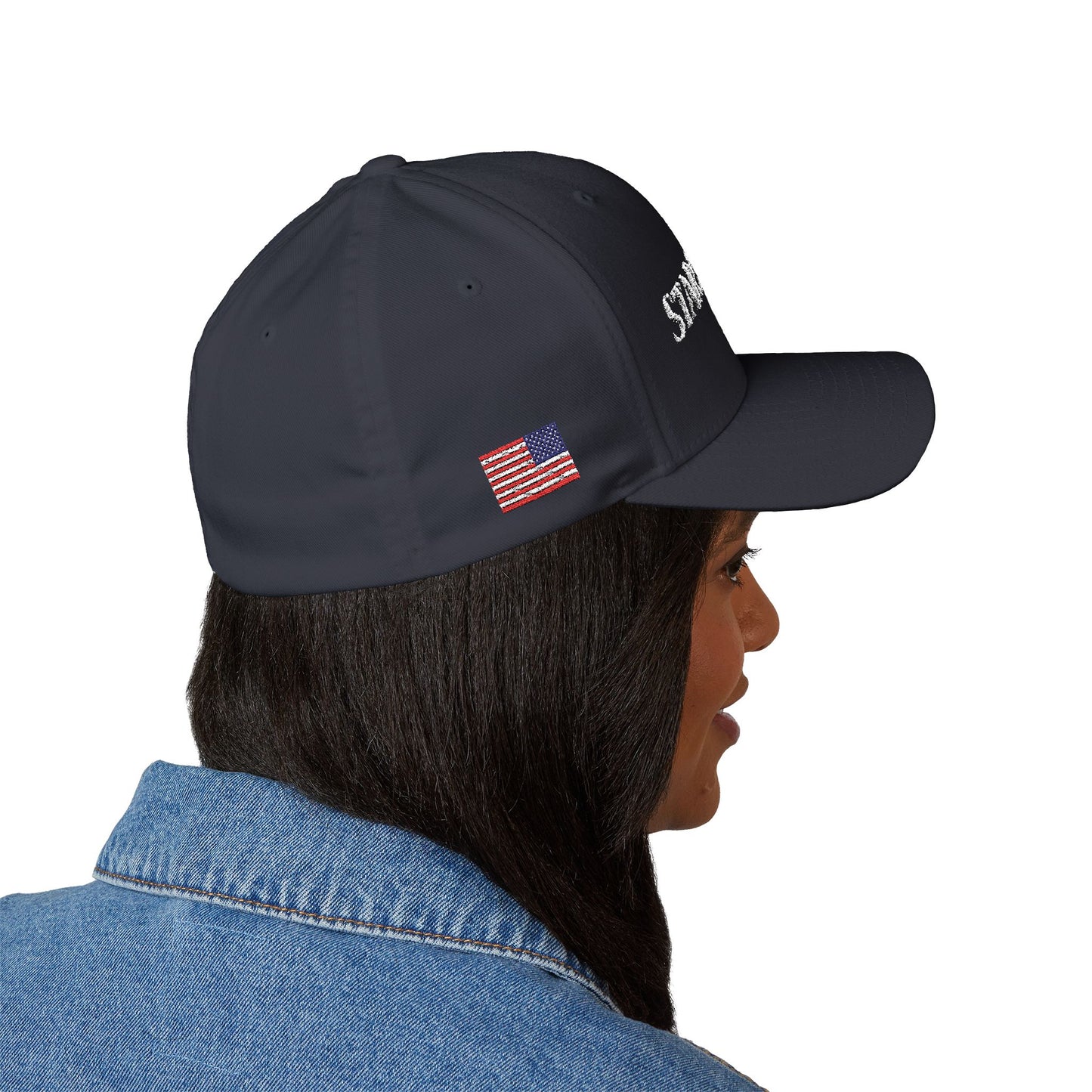 Stars13stripeS Embroidered Enclosed Back Cap White Font
