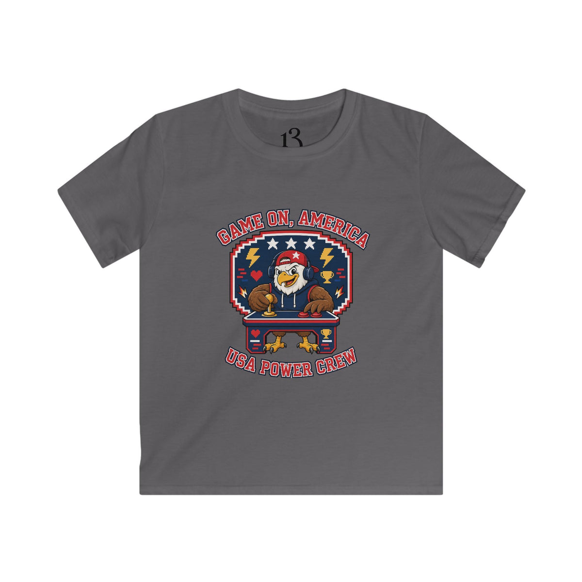 Kids Tee — 'Game On, America' Eagle Arcade Graphic Shirt