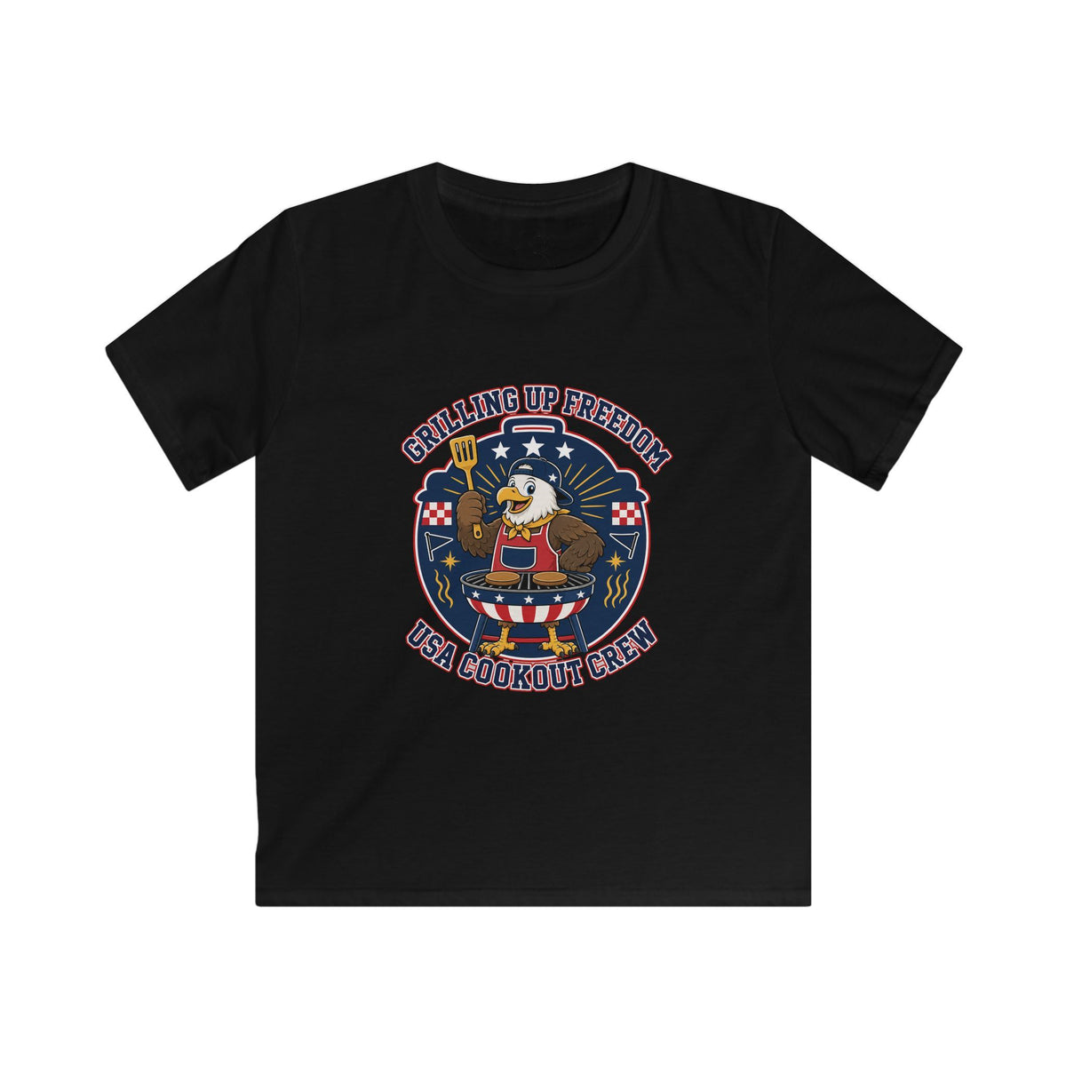 Kids T‑Shirt — "Grilling Up Freedom" USA Cookout Crew Patriotic BBQ Tee