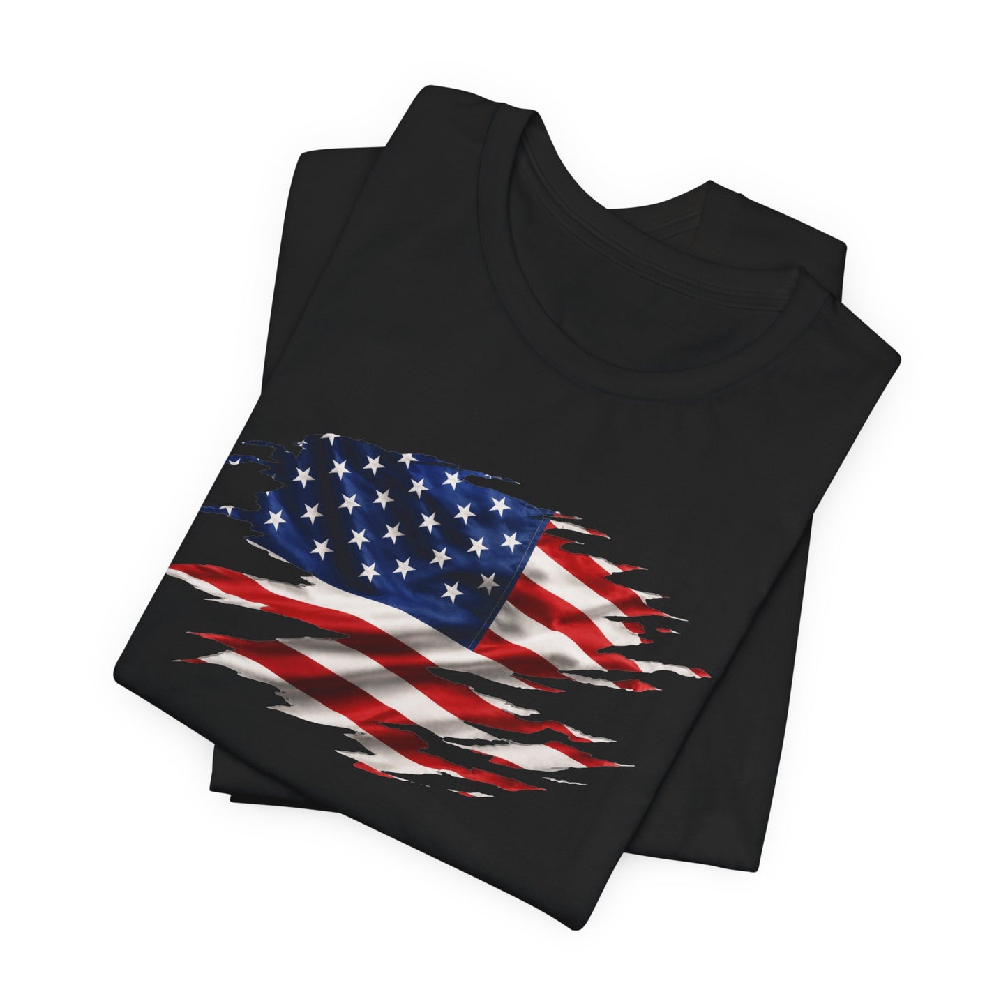 Ripped American Flag T-Shirt — Distressed USA Patriotic Tee for 4th of July
