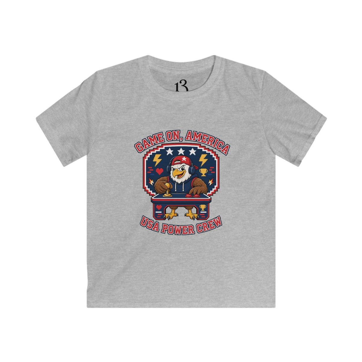 Kids Tee — 'Game On, America' Eagle Arcade Graphic Shirt