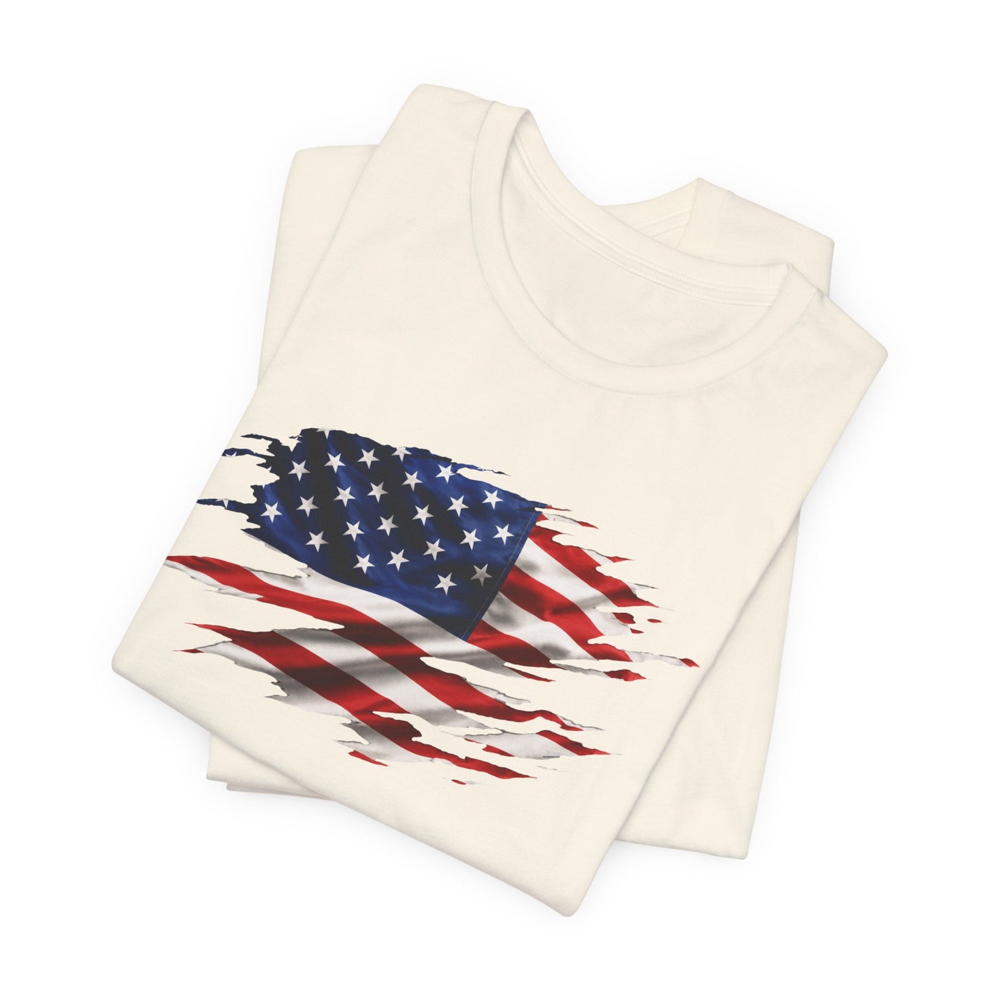Ripped American Flag T-Shirt — Distressed USA Patriotic Tee for 4th of July