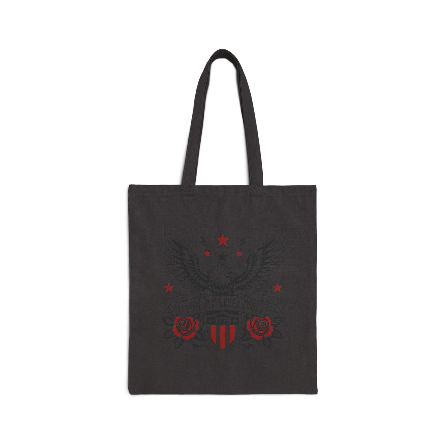 Liberty Never Fades Tote Bag — Patriotic Eagle Canvas Tote