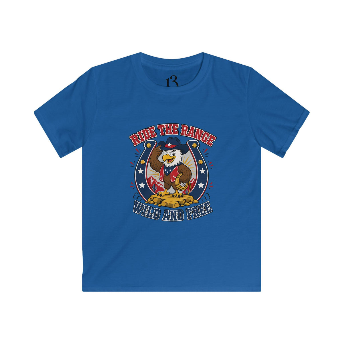 Kids T-Shirt - "Ride the Range Wild and Free" Cowboy Eagle Graphic