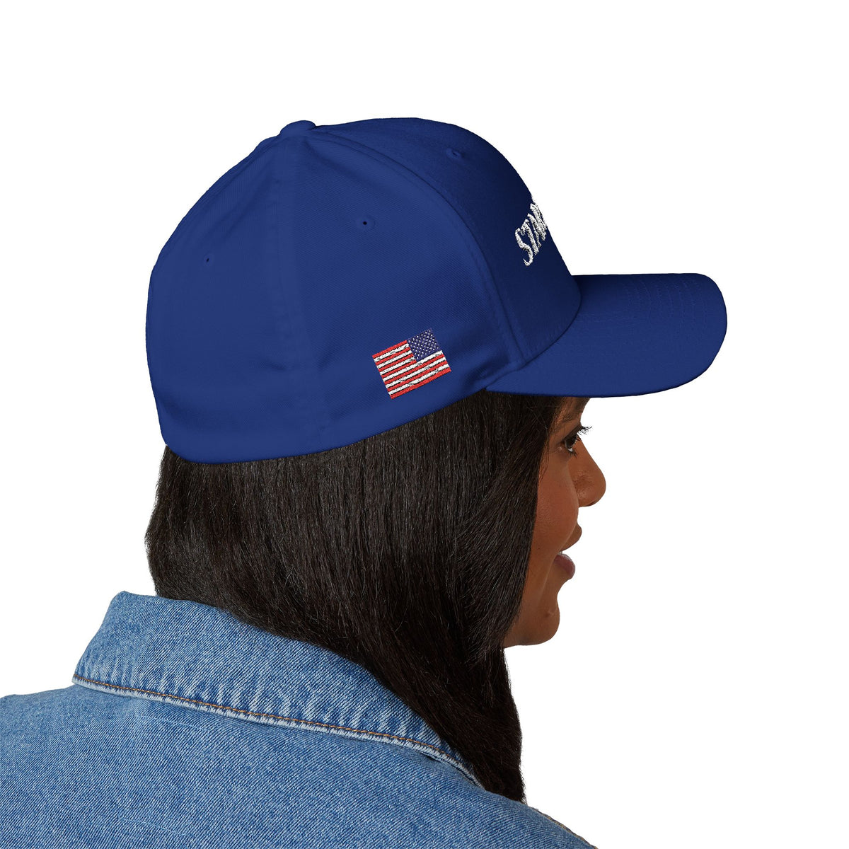 Stars13stripeS Embroidered Enclosed Back Cap White Font