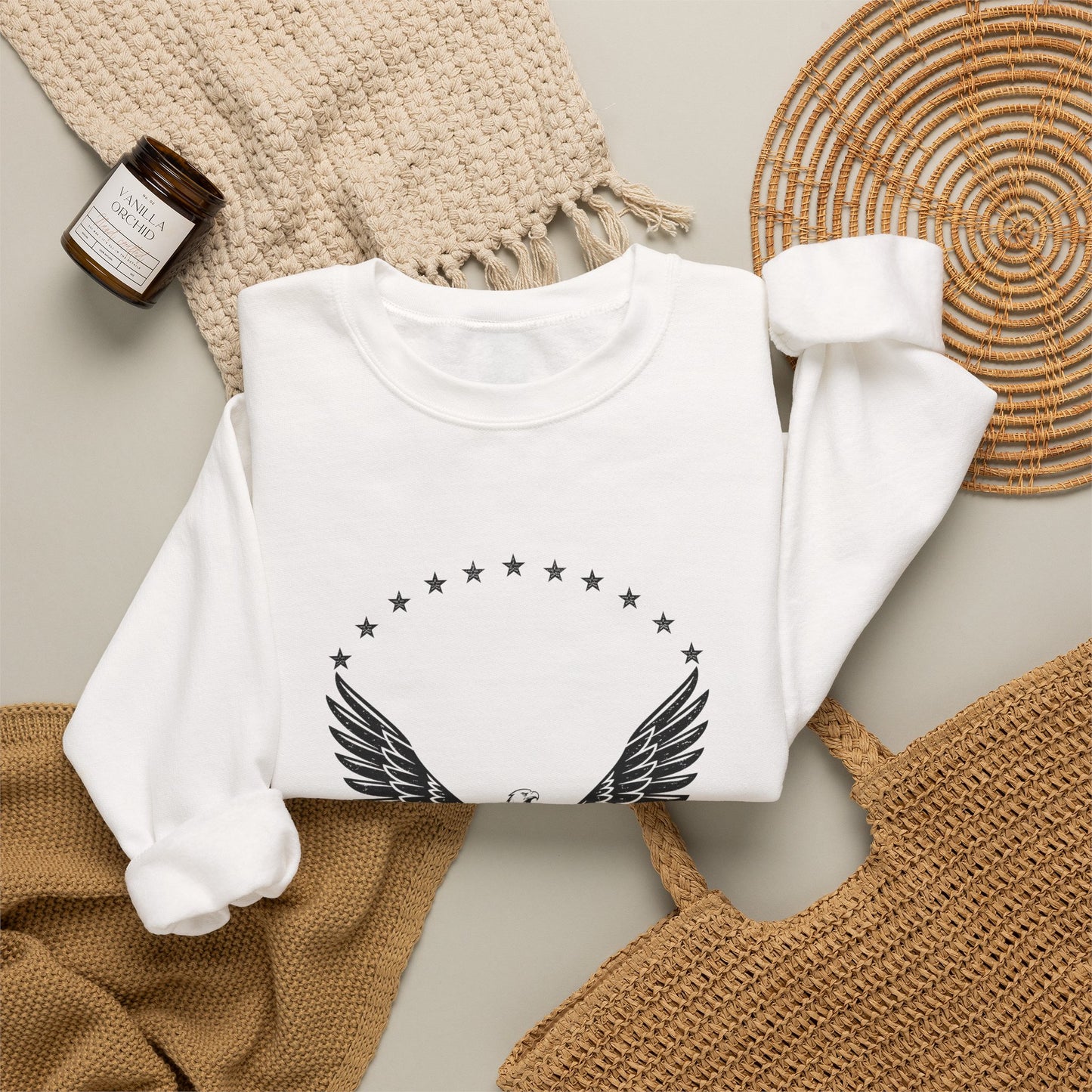 Eagle Emblem Crewneck Sweatshirt — "Freedom Stands Tall" Graphic
