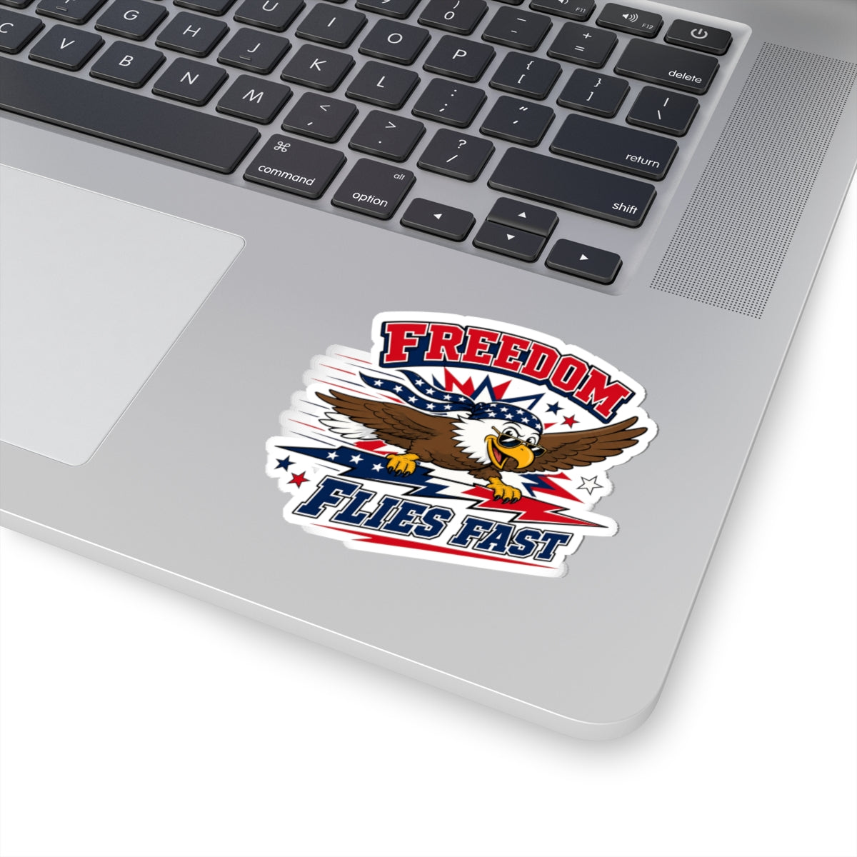 Freedom Flies Fast Eagle Sticker — Patriotic Kiss-Cut Decal