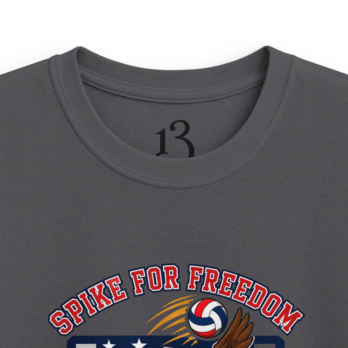 Kids Volleyball T‑Shirt — Eagle Playing Volleyball Graphic (Cheer For Victory)