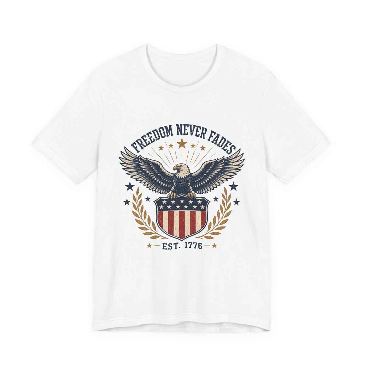 Freedom Never Fades Eagle T-Shirt — Patriotic USA Flag Vintage Tee