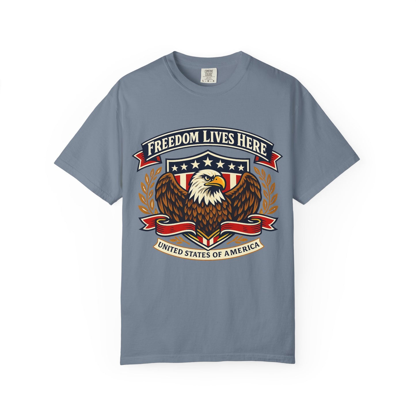 Freedom Lives Here Eagle T-Shirt — Patriotic USA Graphic Tee