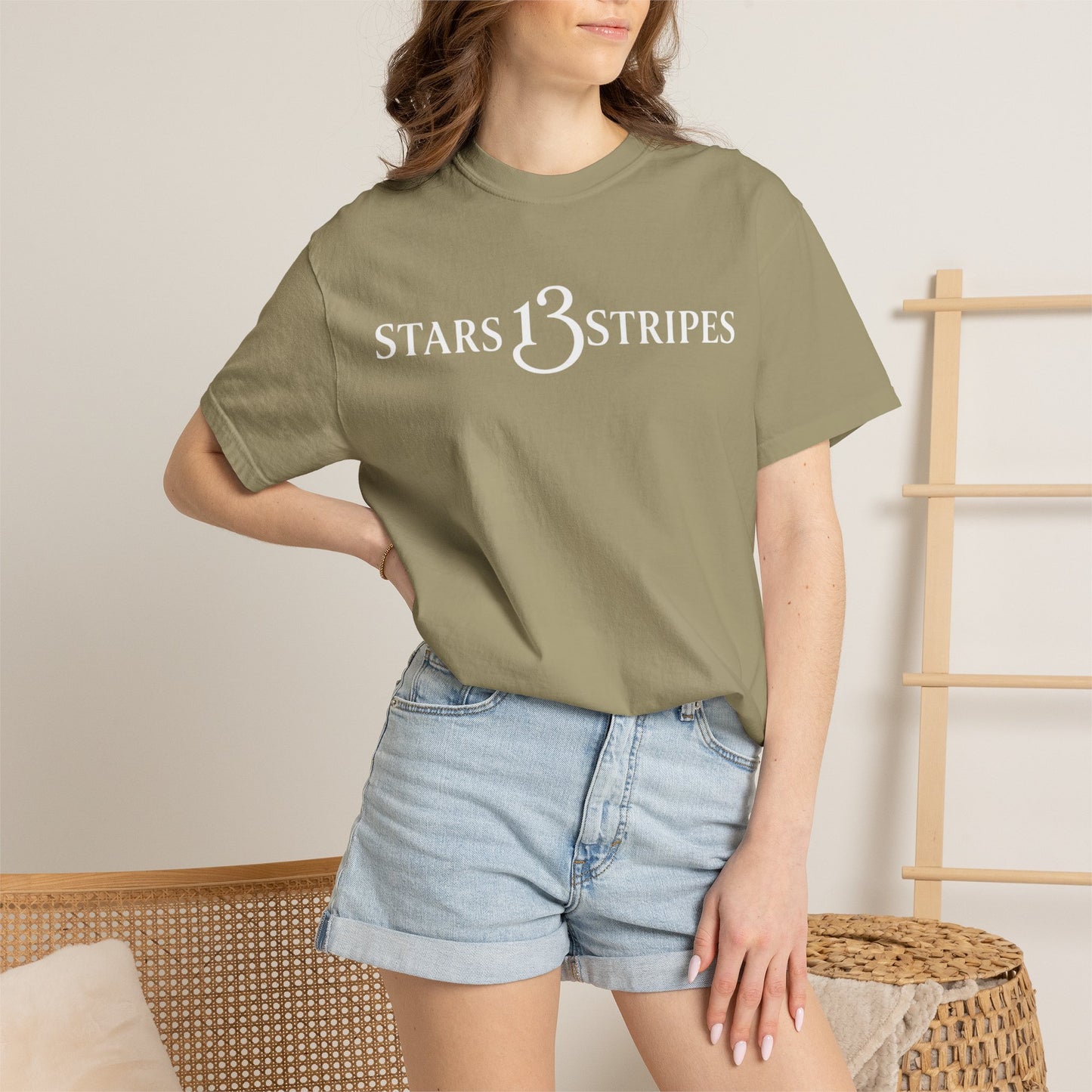 Stars13stripeS T‑Shirt — Vintage Olive Graphic Tee
