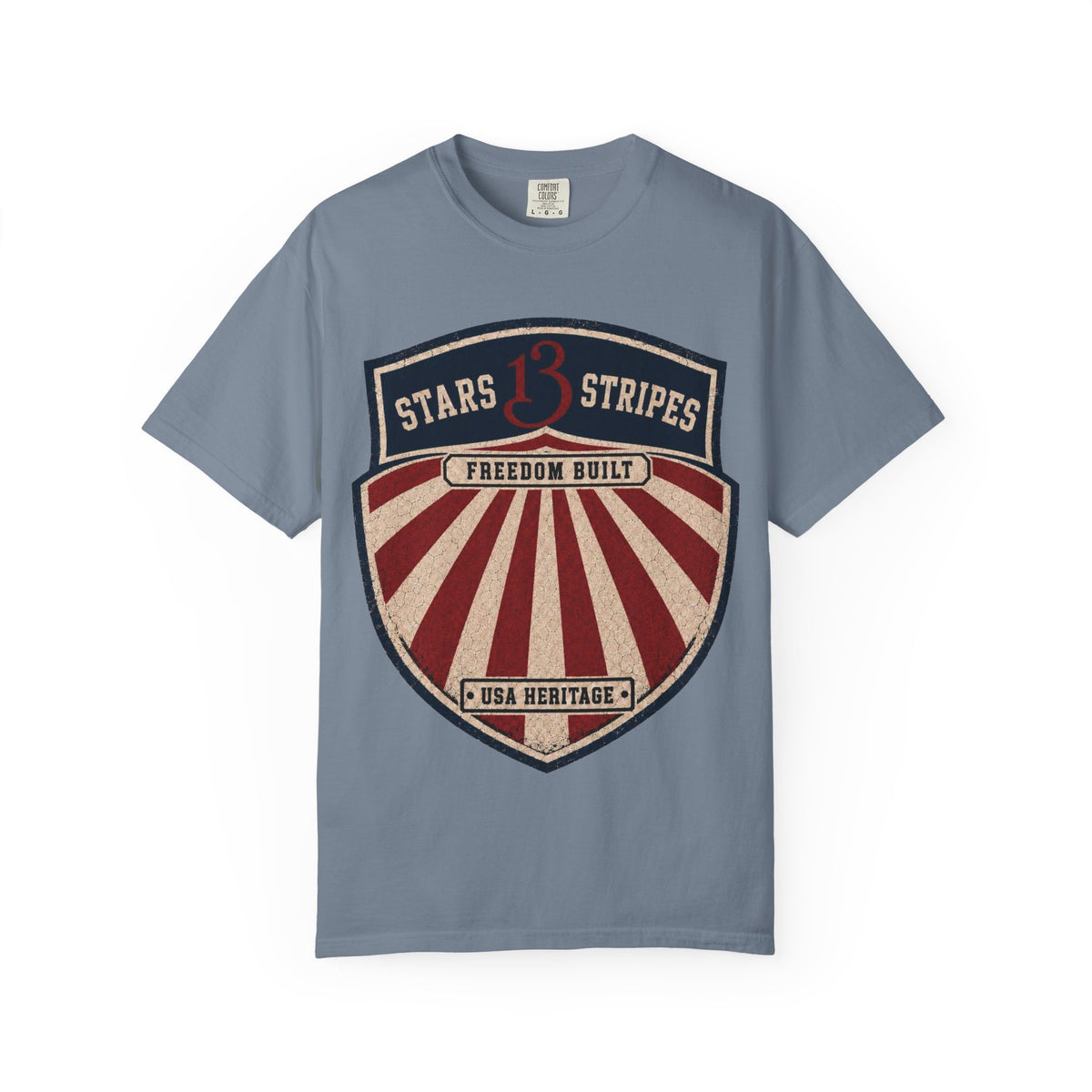 Stars13stripeS Shield T-Shirt — Freedom Built USA Heritage Tee