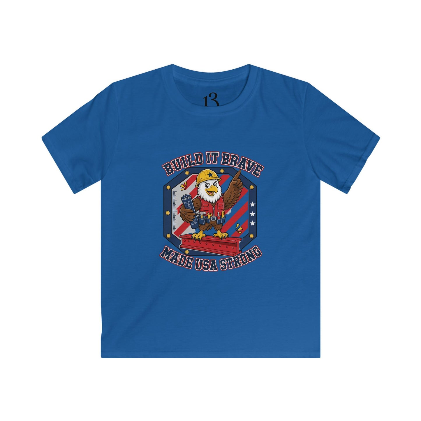 Kids Tee - 'Build It Brave, Make USA Strong' Patriotic Bald Eagle Design
