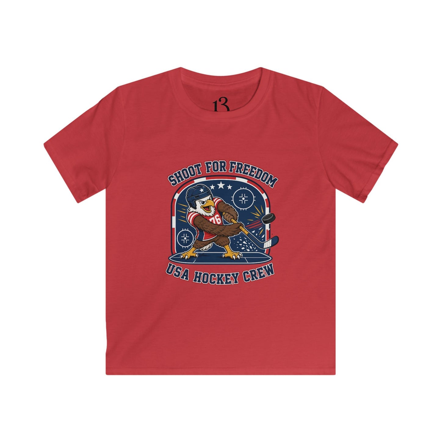 Kids Hockey Tee — "Shoot for Freedom" USA Hockey Crew Youth Shirt