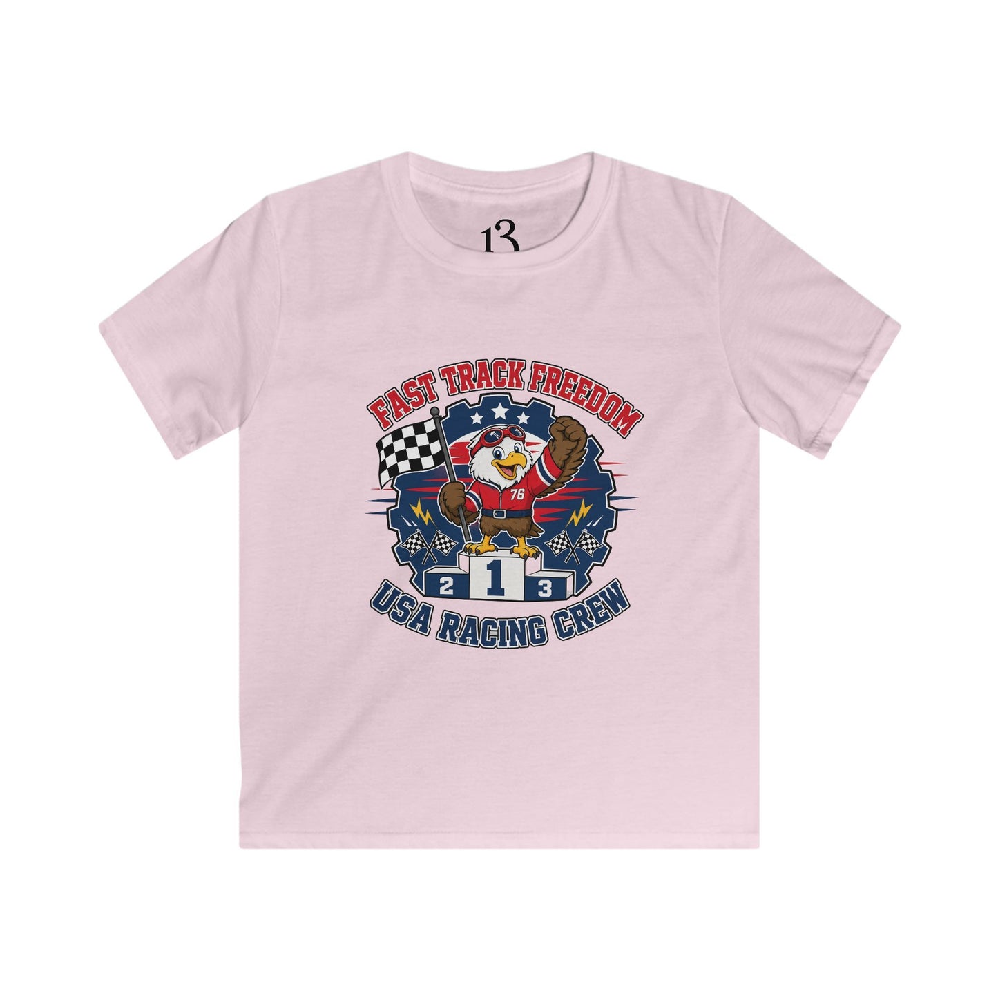 Kids Racing Tee - 'Fast Track Freedom' USA Racing Champion Graphic