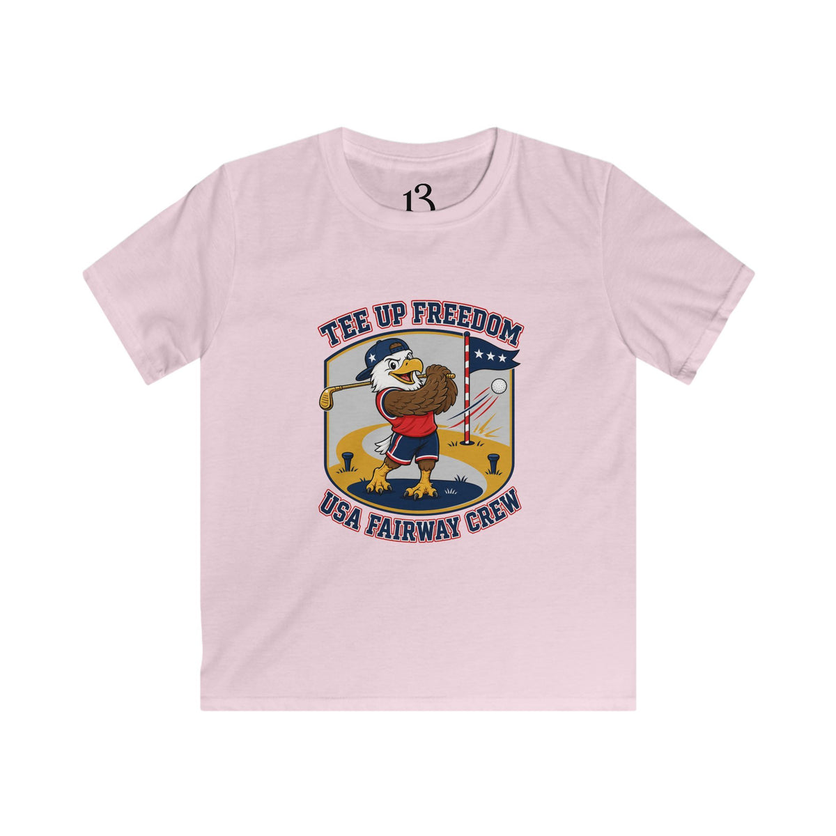 Kids T-Shirt - 'Tee Up Freedom' USA Fairway Crew Golf Graphic Tee for Boys