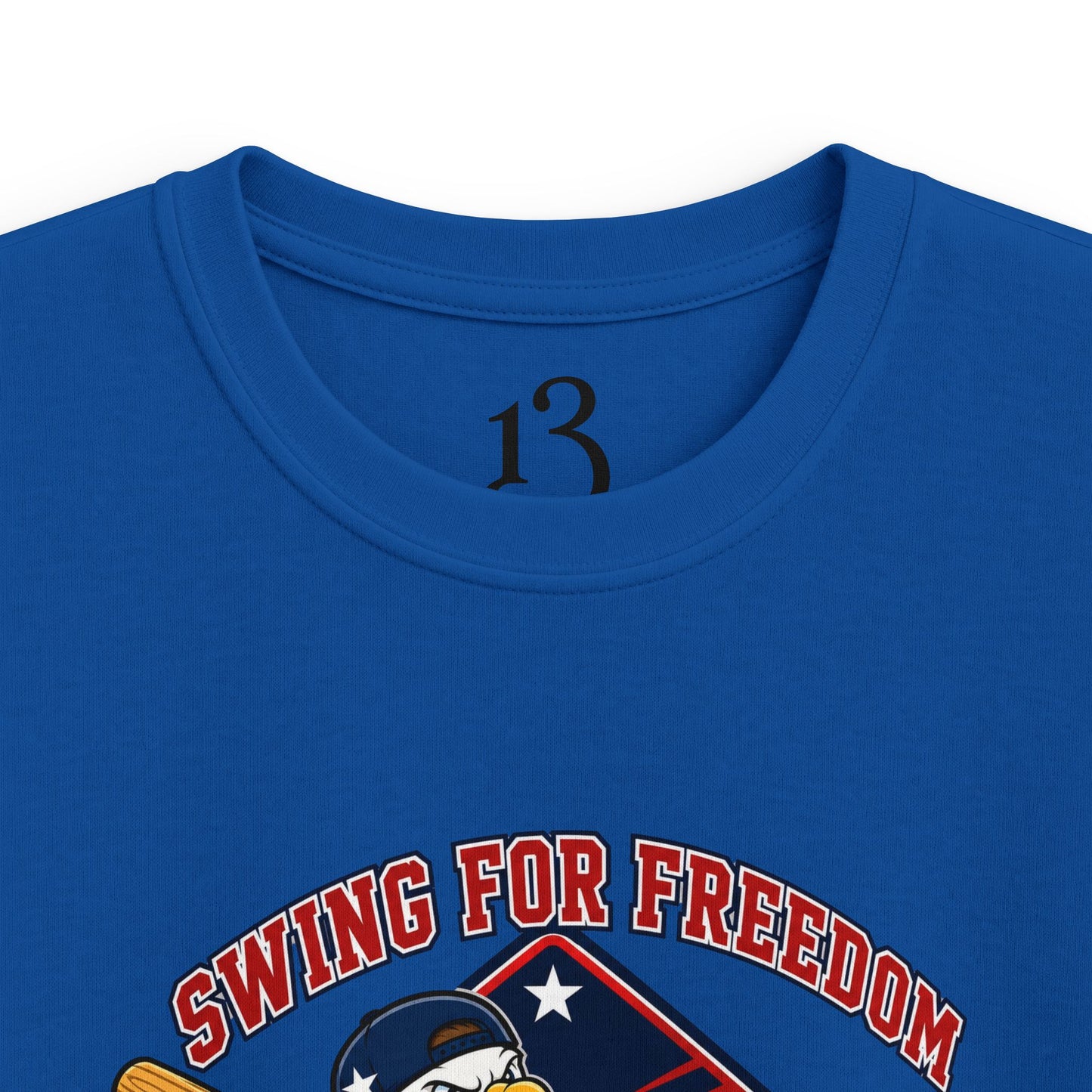 Kids Tee - "Swinging for Freedom" Patriotic Baseball Eagle Design