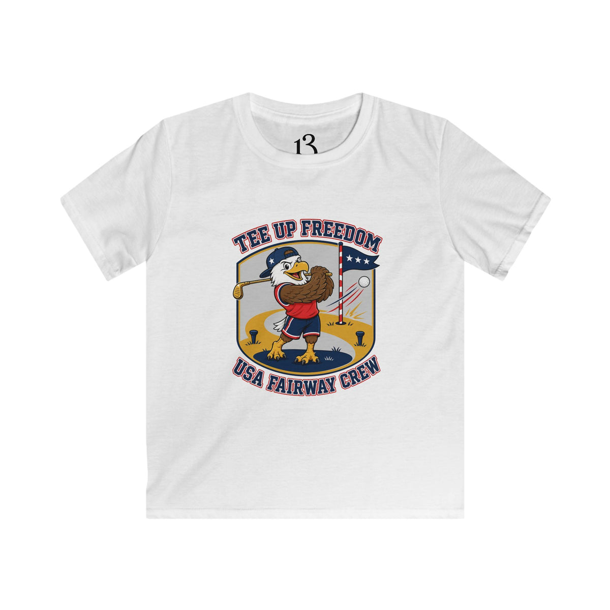Kids T-Shirt - 'Tee Up Freedom' USA Fairway Crew Golf Graphic Tee for Boys