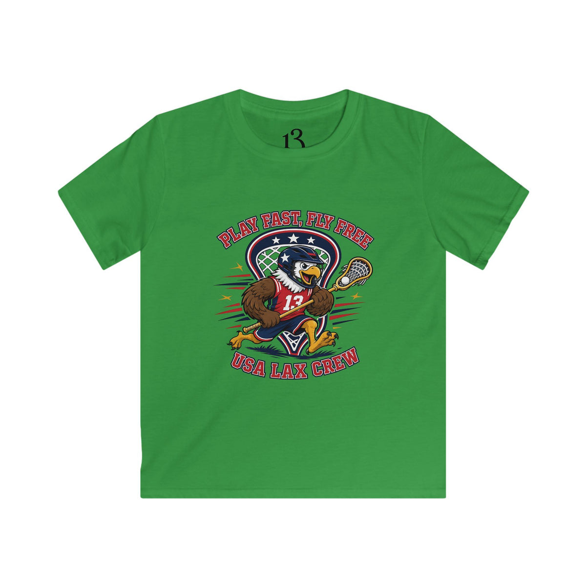 Kids Lacrosse Tee - 'Play Fast, Hit Hard' Eagle Lacrosse Graphic Shirt