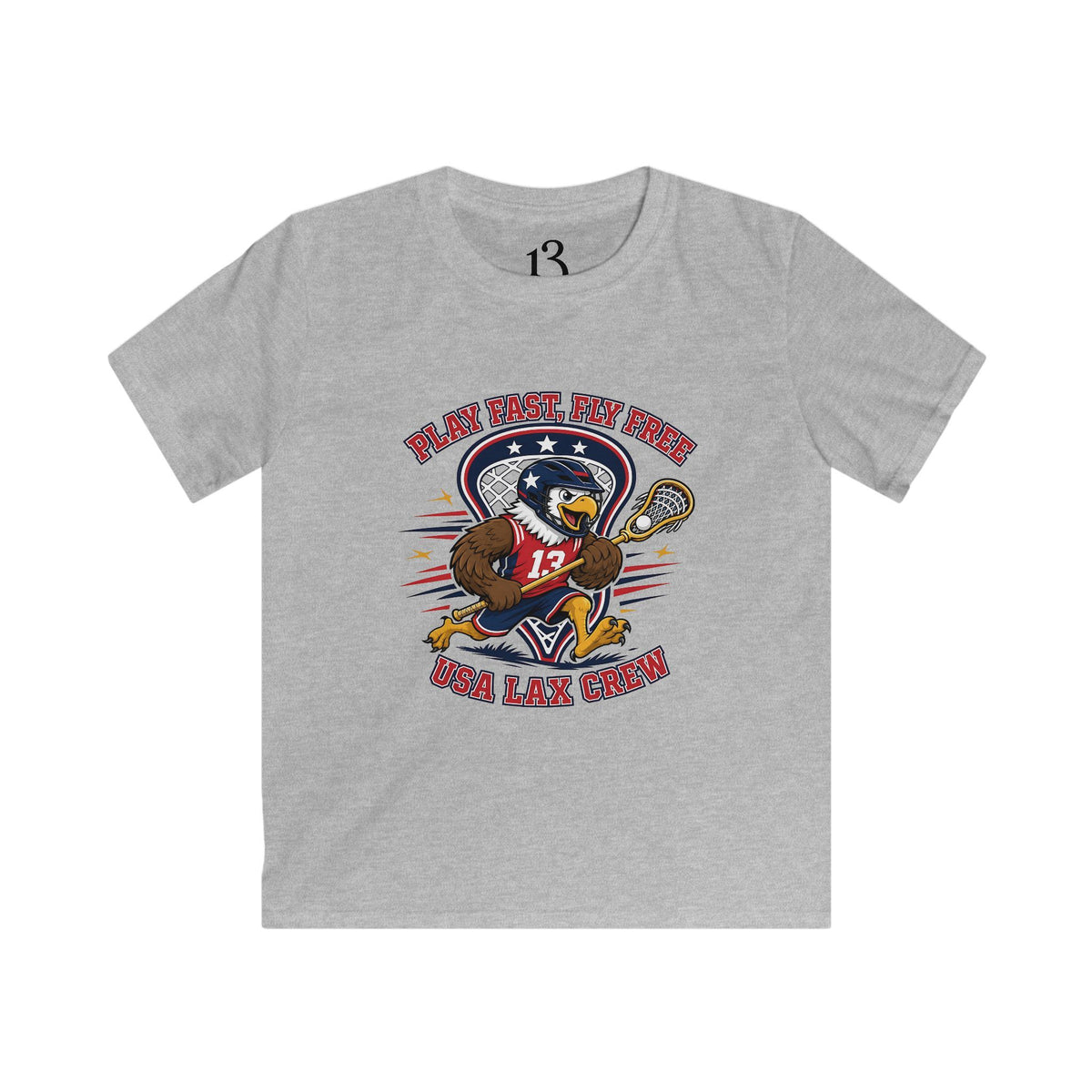 Kids Lacrosse Tee - 'Play Fast, Hit Hard' Eagle Lacrosse Graphic Shirt
