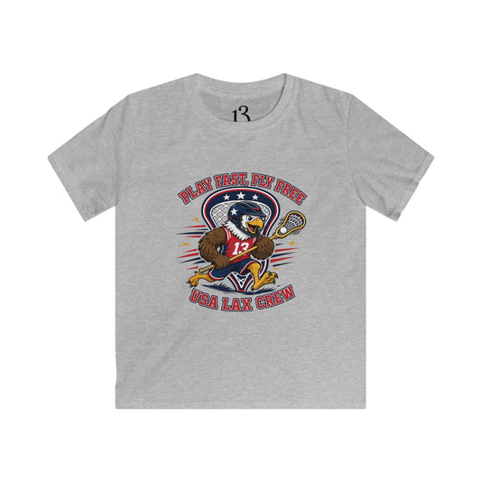 Kids Lacrosse Tee - 'Play Fast, Hit Hard' Eagle Lacrosse Graphic Shirt